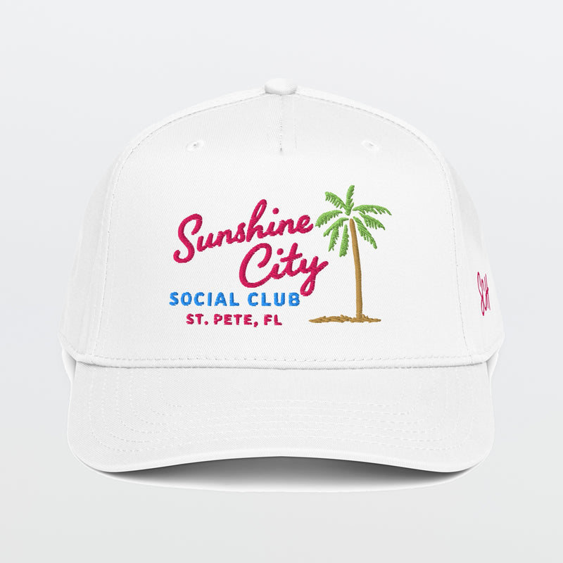 Sunshine City Social Club Neon White Postcard Hat - St. Petersburg, FL